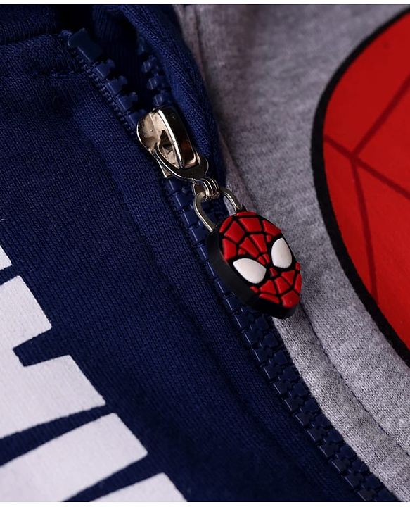 Babyhug Marvel Terry Knit Full Raglan Sleeves Hooded Sweatjacket With Spider Man Graphics - Multi Colour