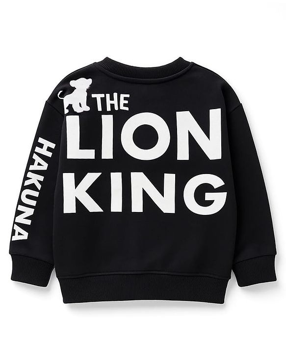 Babyhug Disney Terry Knit Oversize Drop Shoulder Full Sleeves Sweatshirt with Front and Back Lion King Graphics -Black
