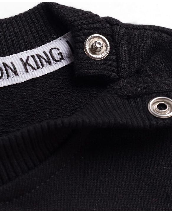 Babyhug Disney Terry Knit Oversize Drop Shoulder Full Sleeves Sweatshirt with Front and Back Lion King Graphics -Black