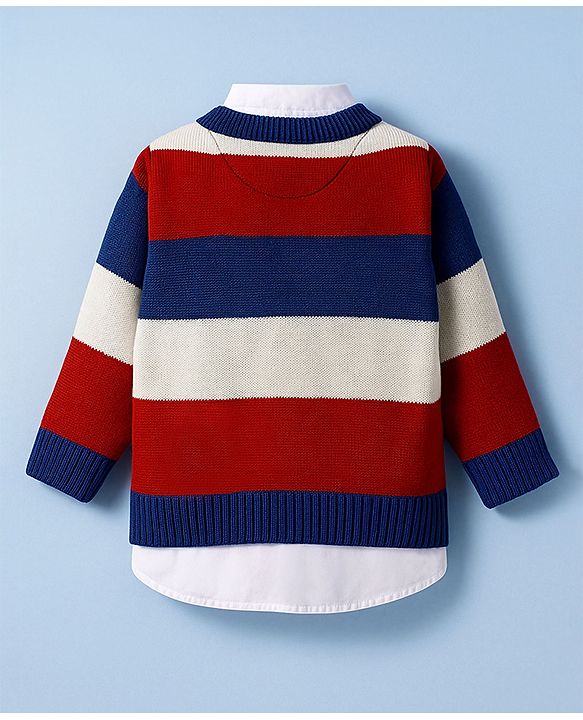 Babyhug Knit Full Sleeves Pullover Sweater With Cable Knit Design - Multicolour