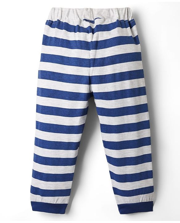 Babyhug Cotton Knit Full Raglan Sleeves Night Suit With Animal Print - Blue