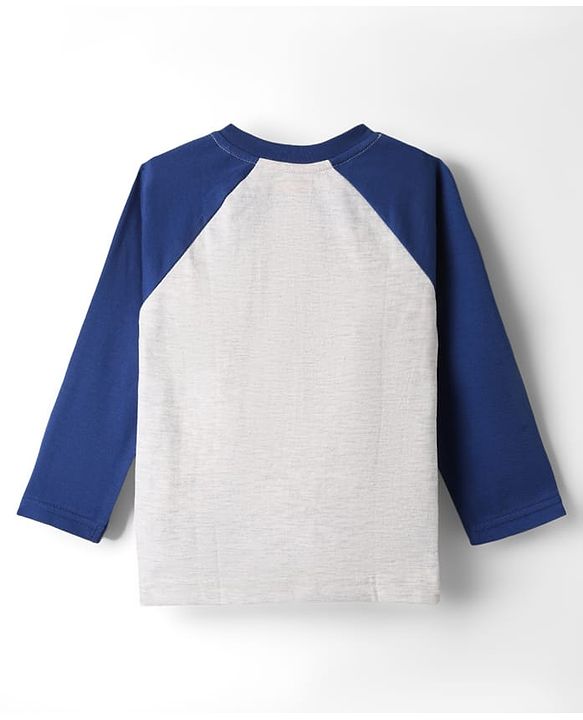 Babyhug Cotton Knit Full Raglan Sleeves Night Suit With Animal Print - Blue