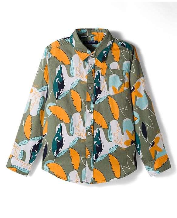 Pine Kids Cotton Woven Full Sleeves Printed Shirt - Multicolour