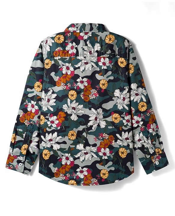 Pine Kids Cotton Woven Full Sleeves Shirt With Floral Print - Multicolour