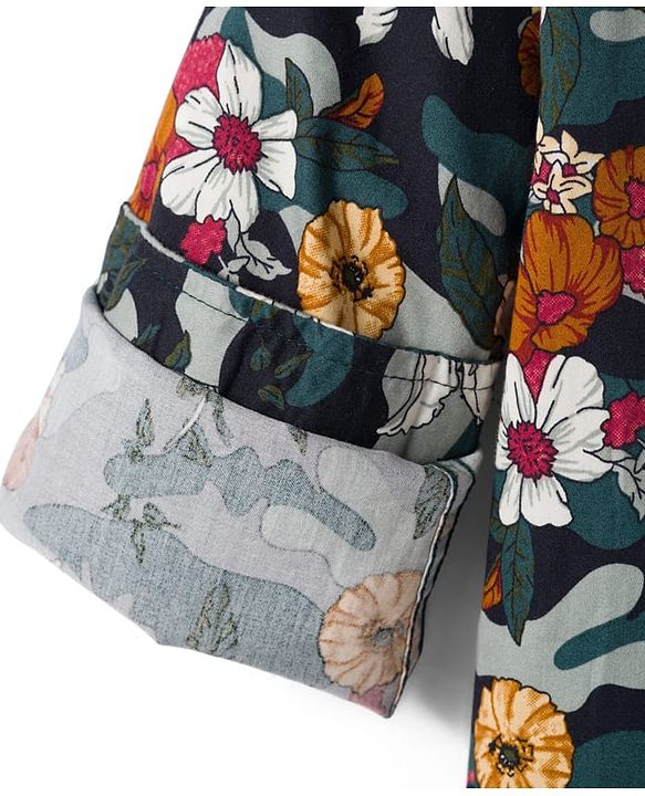 Pine Kids Cotton Woven Full Sleeves Shirt With Floral Print - Multicolour