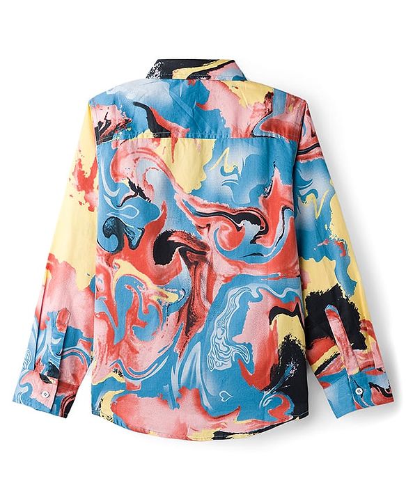 Pine Kids Cotton Woven Full Sleeves Printed Shirt - Light Blue