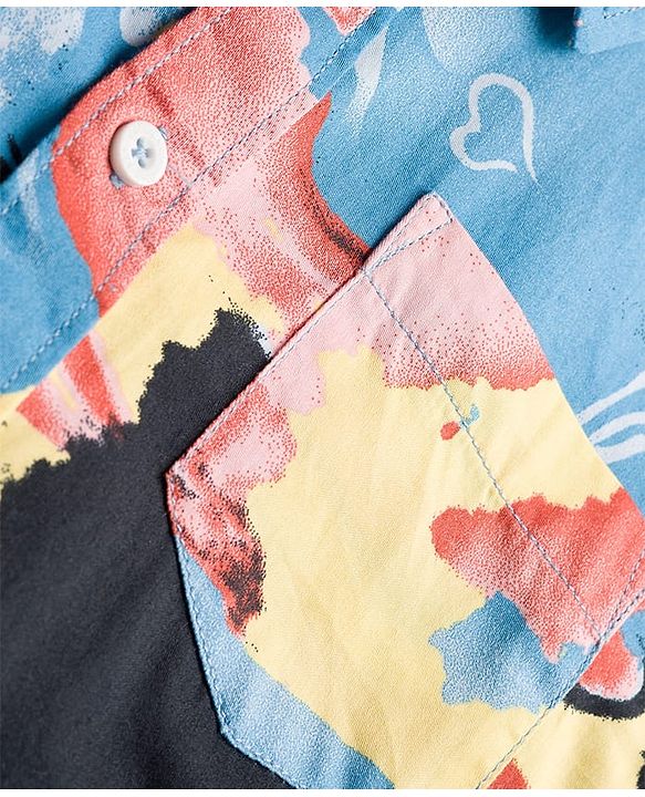 Pine Kids Cotton Woven Full Sleeves Printed Shirt - Light Blue