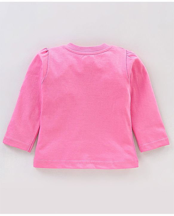 Babyhug Cotton Knit Full Sleeves Night Suit With Text Print - Pink