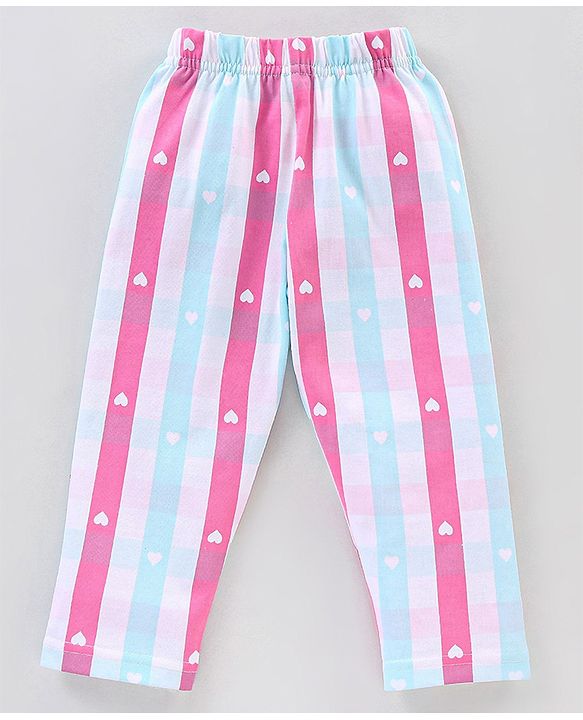 Babyhug Cotton Knit Full Sleeves Night Suit With Text Print - Pink