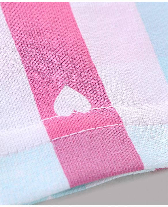 Babyhug Cotton Knit Full Sleeves Night Suit With Text Print - Pink