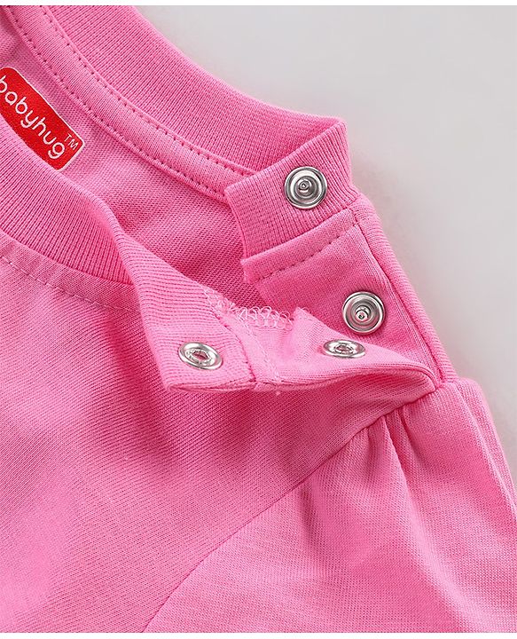 Babyhug Cotton Knit Full Sleeves Night Suit With Text Print - Pink