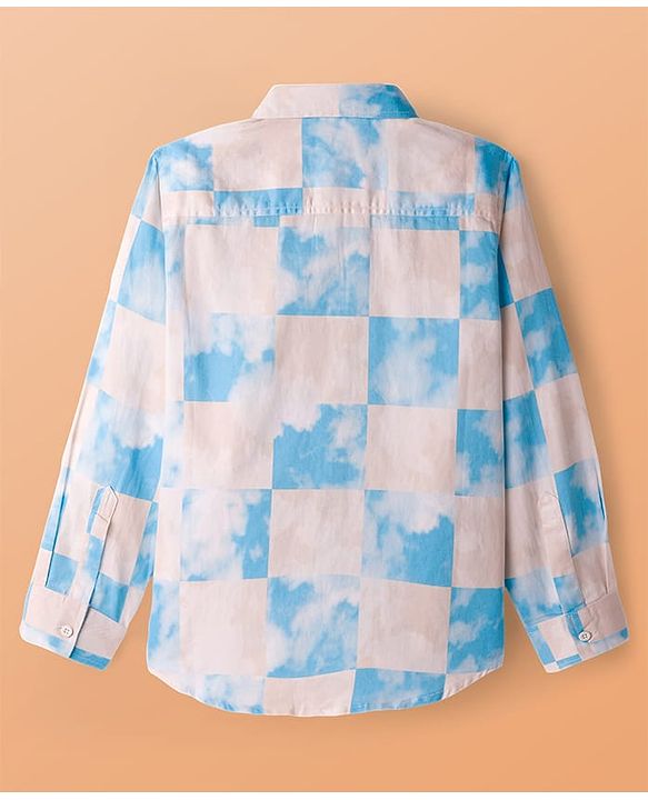 Pine Kids Cotton Woven Full Sleeves Shirts With Clouds Print - Light Pink