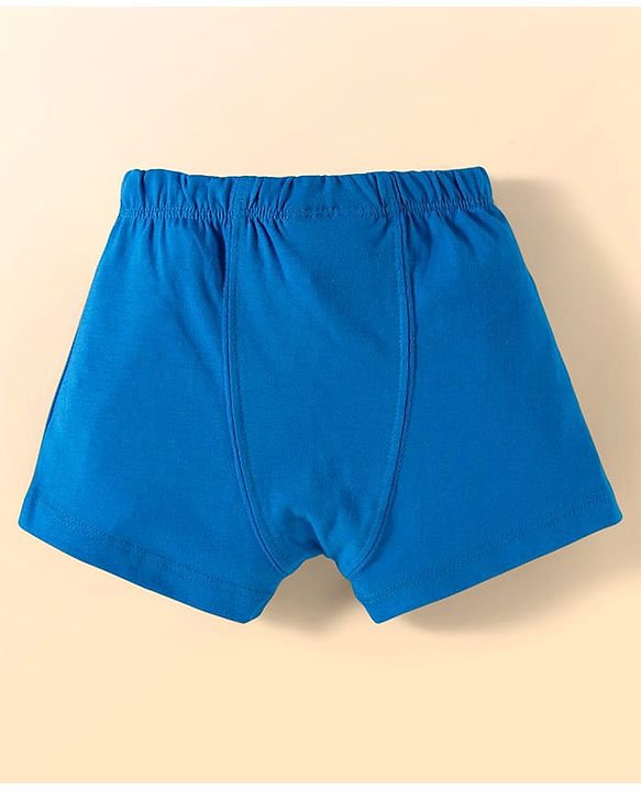 Babyhug Disney Single Jersey Knit Trunks with Mickey Mouse Graphics Pack of 3 - White & Blue