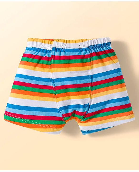 Babyhug Disney Single Jersey Knit Trunks with Mickey Mouse Graphics Pack of 3 - White & Blue