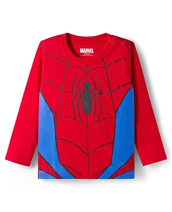 Babyhug Marvel Single Jersey Knit Full Sleeves Night Suit with Spider-Man Graphic - Red