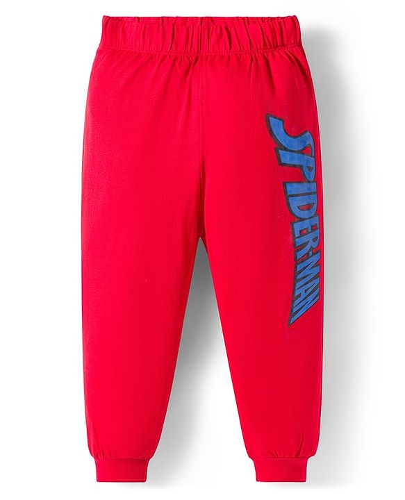 Babyhug Marvel Single Jersey Knit Full Sleeves Night Suit with Spider-Man Graphic - Red