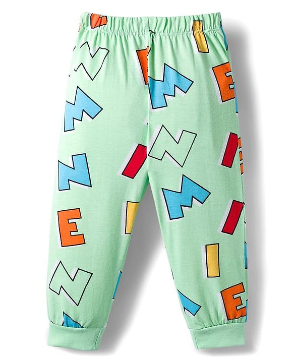 Babyhug Disney Single Jersey Knit Full Sleeves Night Suit With Minnie Mouse Graphics - Light Green