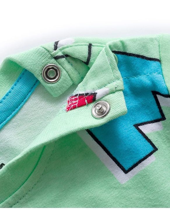 Babyhug Disney Single Jersey Knit Full Sleeves Night Suit With Minnie Mouse Graphics - Light Green