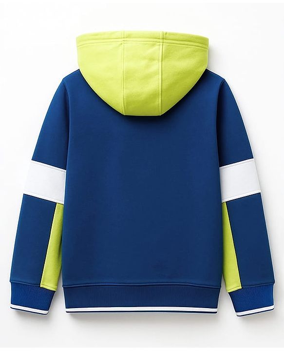Pine Kids Cotton Knit Full Sleeves Hooded Sweatjacket With Colorado Print - Navy Blue White & Red