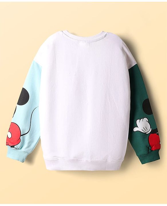 Pine Kids Disney Terry Knit Drop Shoulder Full Sleeves Sweatshirt With Mickey Mouse Graphics - Multicolor