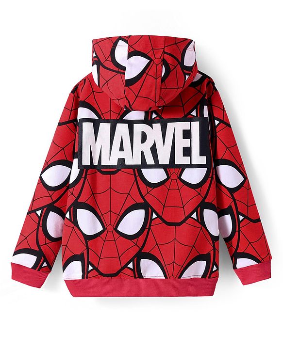 Pine Kids Marvel Terry Knit Full Sleeves Front Open Hooded Sweatjacket With Spiderman Jacket - Multi Colour