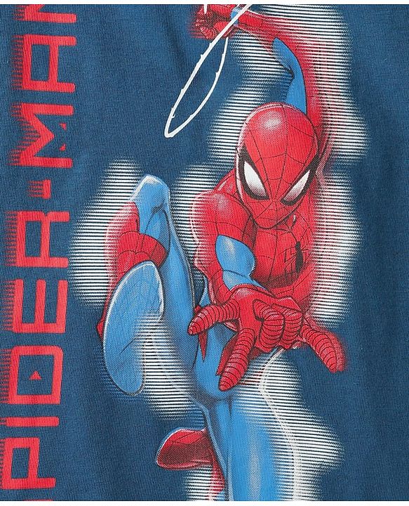 Pine Kids Marvel Single Jersey Knit Half Sleeves Shorts Night Suit with Spider Man Graphics - Navy Blue