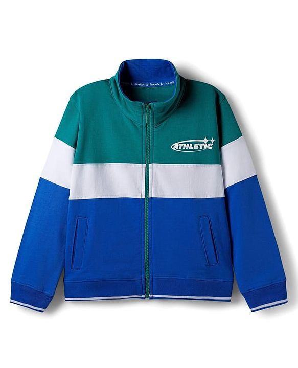 Pine Kids Cotton Knit Full Sleeves Cut & Sew SweatJacket with Text Print - Multicolor