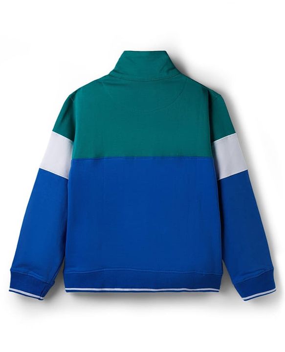 Pine Kids Cotton Knit Full Sleeves Cut & Sew SweatJacket with Text Print - Multicolor