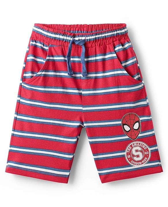 Pine Kids Marvel 100% Cotton Half Sleeves Shorts Night Suit With Spider Man Graphics - Red