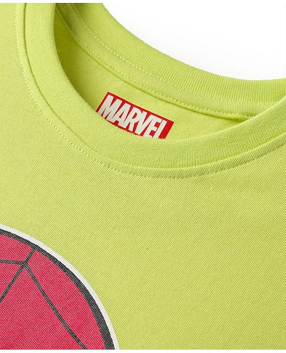 Pine Kids Marvel 100% Cotton Half Sleeves Shorts Night Suit With Spider Man Graphics - Lime Green