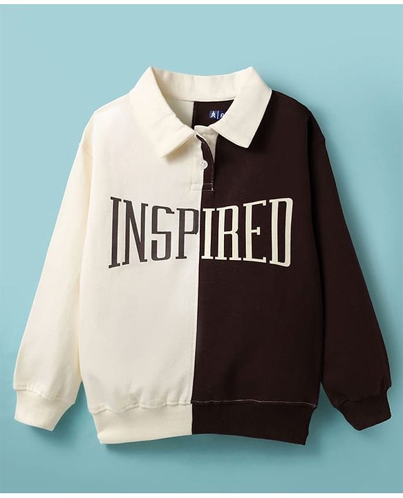 Pine Kids Cotton Knit Full Sleeves Cut & Sew Sweatshirt with Text Graphic - Multicolor
