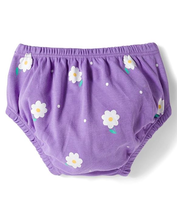 Babyhug Single Jersey Knit Half Sleeves Frock With Bloomers With Floral Print - Lavender