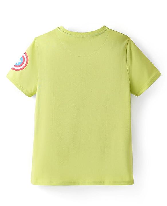 Pine Kids Marvel Single Jersey Knit Half Sleeves Cut & Sew T-Shirt With Captain America Graphics - Green
