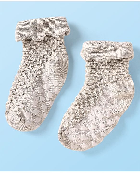 Cute Walk by Babyhug Knit Ankle Length Anti Skid Anti Bacterial Socks with Cable Knit Design Pack of 3 - Purple Grey & White