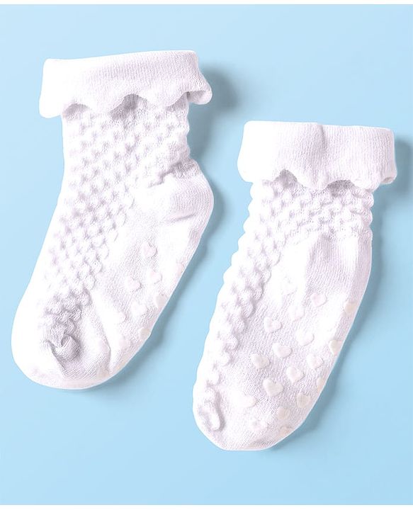 Cute Walk by Babyhug Knit Ankle Length Anti Skid Anti Bacterial Socks with Cable Knit Design Pack of 3 - Purple Grey & White