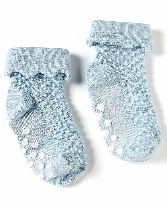 Cute Walk by Babyhug Knit Ankle Length Anti Skid Anti Bacterial Socks with Cable Knit Design Pack of 3 - Pink Light Blue & Grey