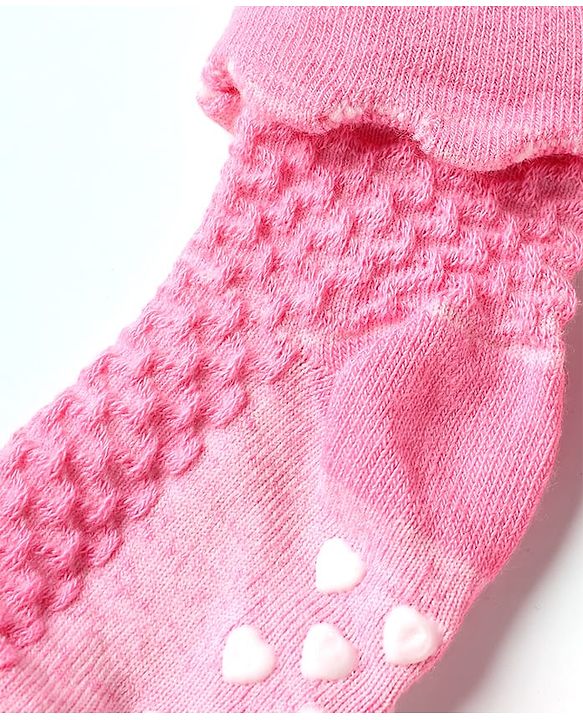 Cute Walk by Babyhug Knit Ankle Length Anti Skid Anti Bacterial Socks with Cable Knit Design Pack of 3 - Pink Light Blue & Grey