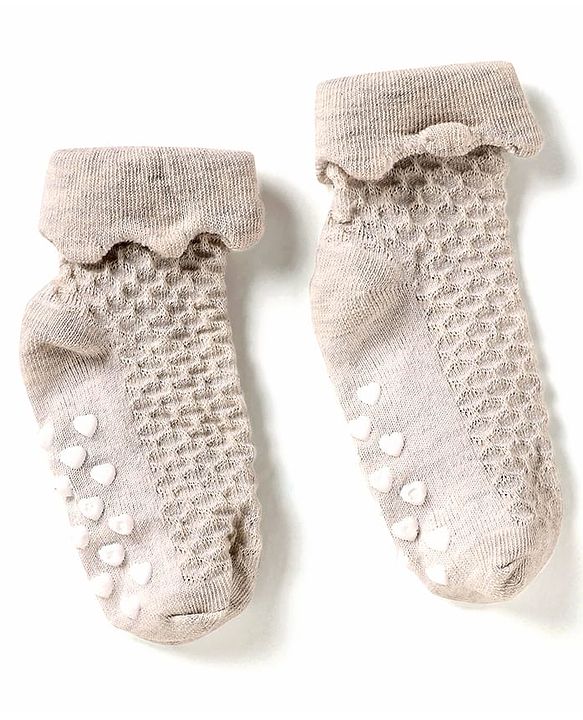 Cute Walk by Babyhug Knit Ankle Length Anti Skid Anti Bacterial Socks with Cable Knit Design Pack of 3 - Pink Light Blue & Grey