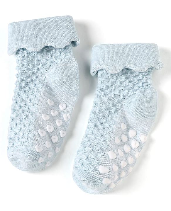 Cute Walk by Babyhug Knit Ankle Length Anti Skid Anti Bacterial Socks with Cable Knit Design Pack of 3 - Pink Light Blue & Grey