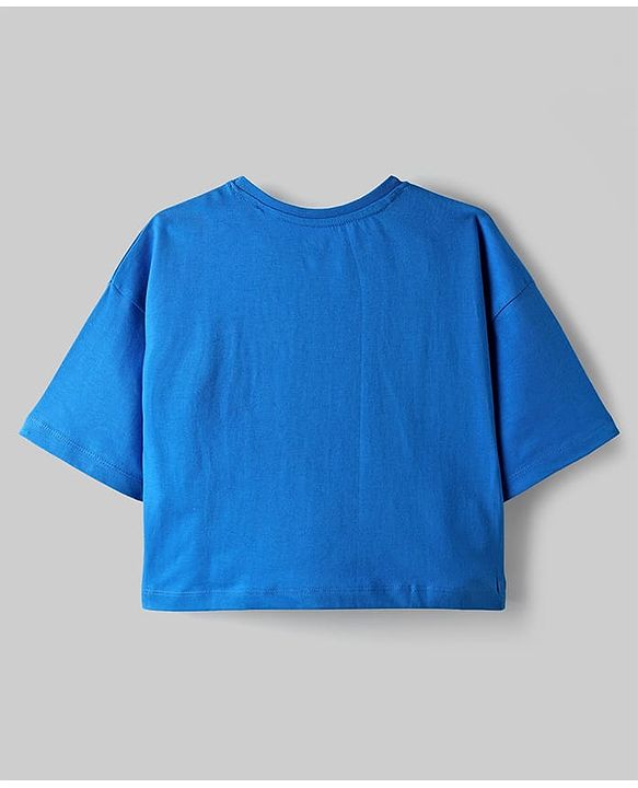 Pine Kids Disney Single Jersey Knit Half Sleeves Oversized Overlapped Drop Shoulder T-Shirt with Tank Top and Minnie Mouse Graphics - Blue & White