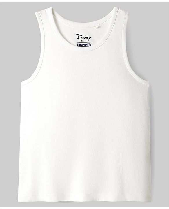 Pine Kids Disney Single Jersey Knit Half Sleeves Oversized Overlapped Drop Shoulder T-Shirt with Tank Top and Minnie Mouse Graphics - Blue & White