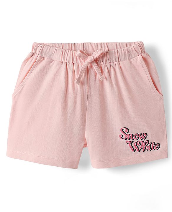 Pine Kids Disney 100% Cotton Oversized Drop Shoulder Half Sleeve Short Night Suit With Disney Princess Graphics - Light Green & Pink