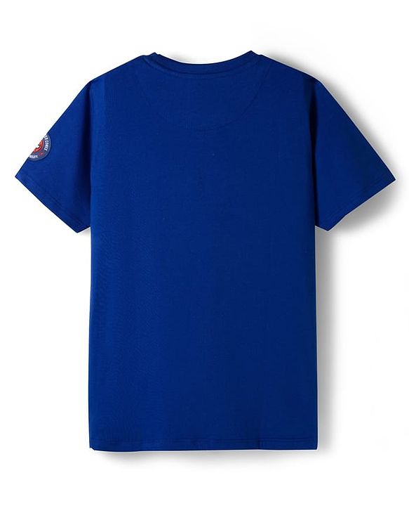 Pine Kids Marvel Single Jersey Knit Half Sleeves Cut & Sew T-Shirt with Spiderman Graphics - Blue