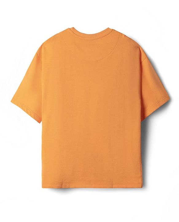 Pine Kids Disney Single Jersey Knit Oversized Drop Shoulder Half Sleeves T-Shirt With Mickey Mouse Graphics - Orange