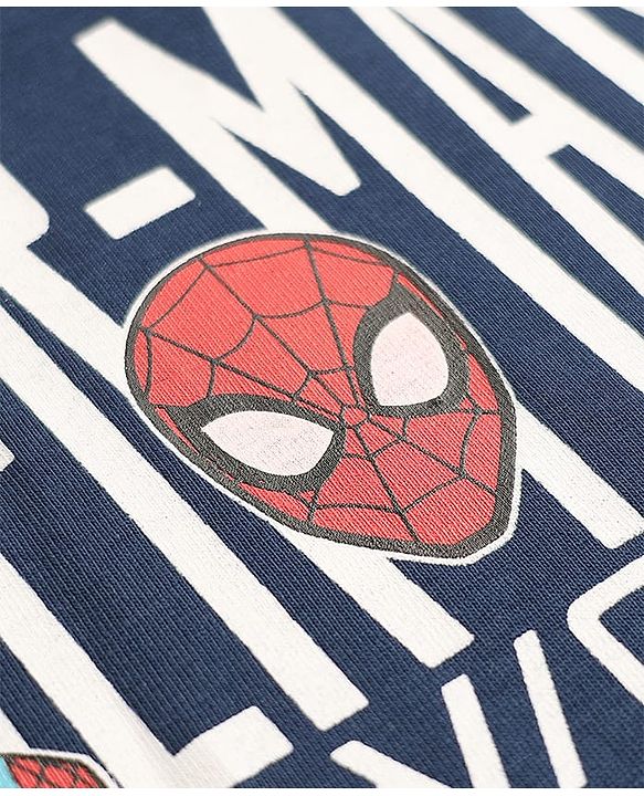 Pine Kids Marvel Single Jersey Knit Full Sleeves T-Shirt With Spider-Man Graphics - Navy Blue