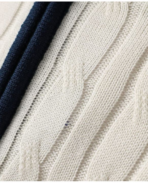 Pine Kids Knit Full Sleeves Front Open Sweater with Cable Knit Design - Off White