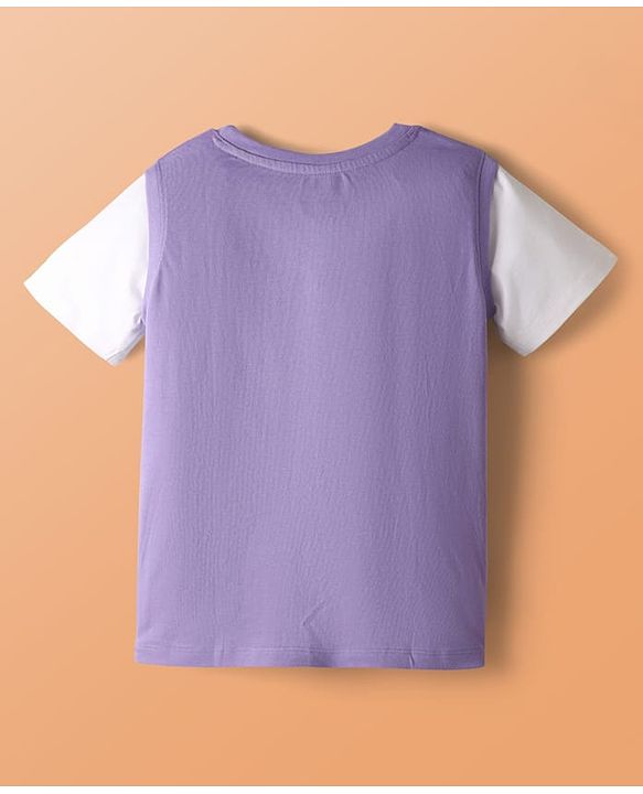 Pine Kids Marvel Single Jersey Knit Half Sleeves Overlapped T-Shirt with Avengers Graphics & Pocket Detailing - Lavender