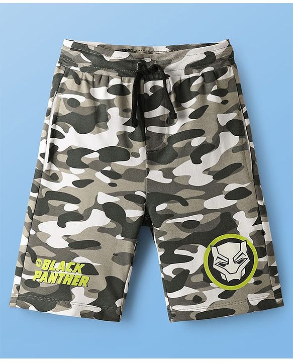 Pine Kids Marvel Single Jersey Knit Half Drop Shoulder Sleeves Oversized T-Shirt & Shorts Set with Front & Back Black Panther Graphics & Pocket Detailing - Multicolor
