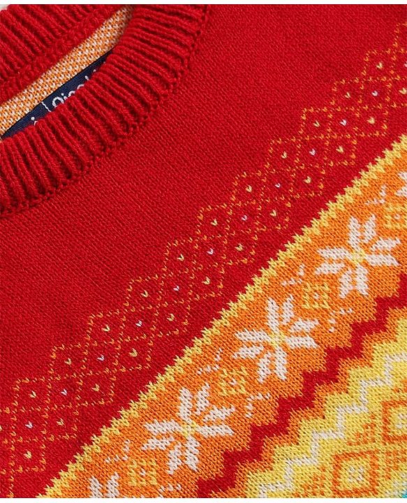 Pine Kids Cotton Knit Full Sleeves Pullover Sweater With Aztec & Colour Block Design - Multicolour