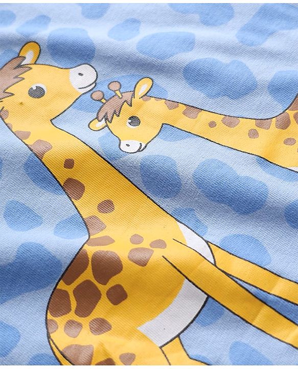 Babyhug 100% Cotton Knit Full Sleeves T-Shirt with Animal Graphic Pack of 3 - Navy Blue Yellow & Light Blue